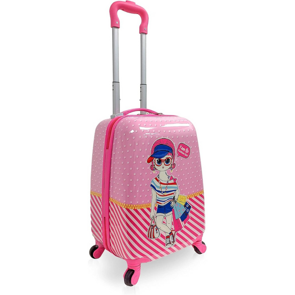 Tucci-Kids Hardside Spinner Wheeled Rolling Luggage for Kids 18" (Girl)
