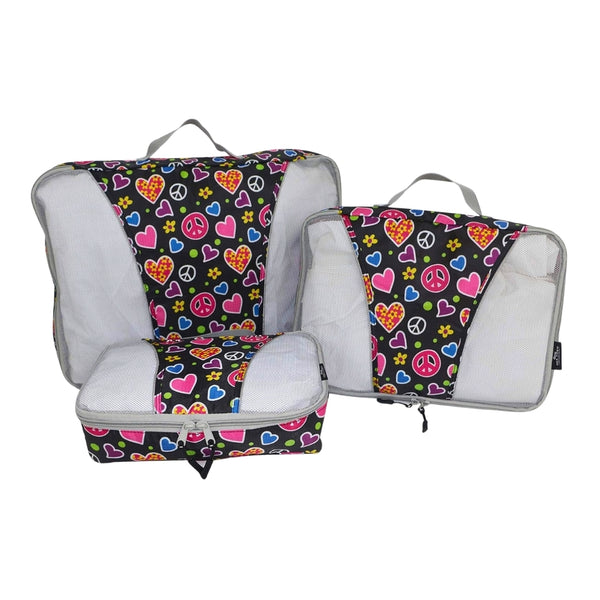 Mia Toro Peace and Love 3-Piece Packing Cubes